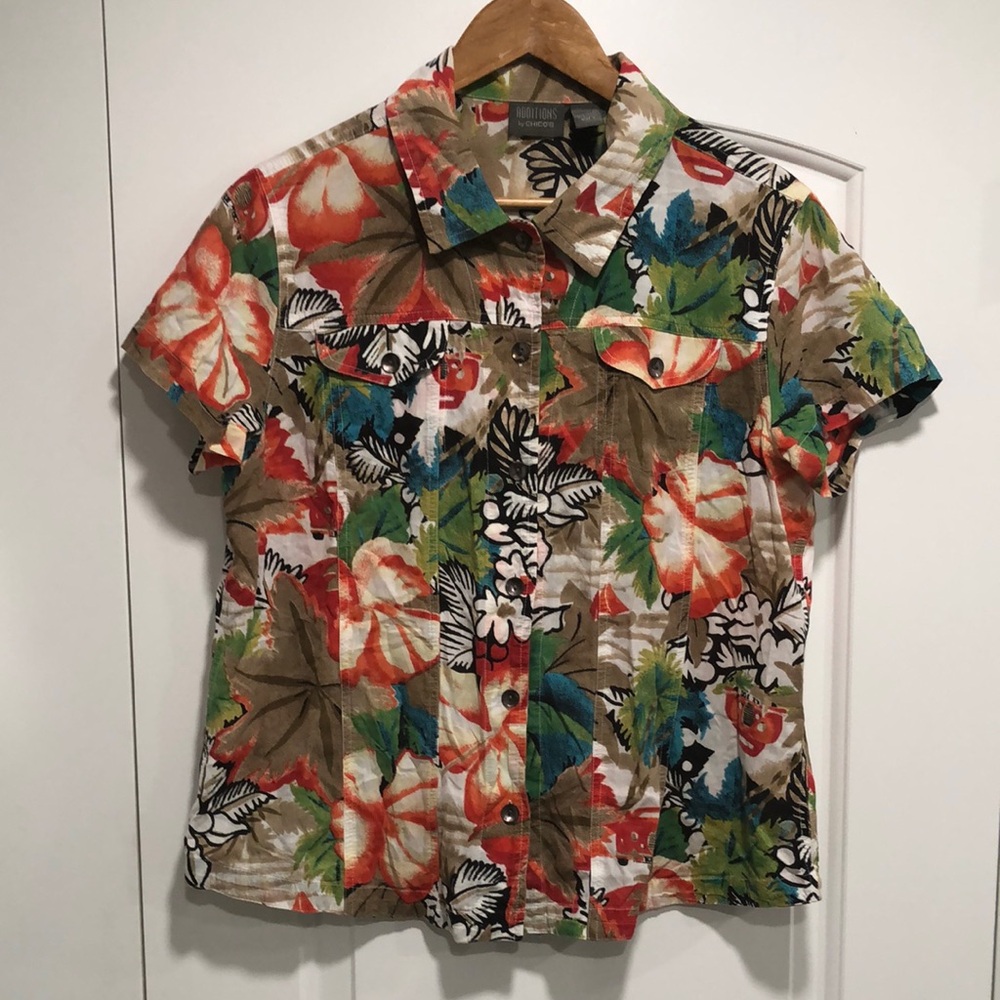 ADDITIONS by CHICO’S Floral Safari Button-Up Women's Top